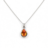 Atelier Gemstone 2.35 Carat Pear Cut Lab Grown Sunset Orange Sapphire Necklace in 925 Sterling Silver