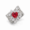 Atelier Gemstone 2.5 Carat Heart Cut Lab Grown Padpracha Halo Ring in 925 Sterling Silver