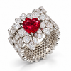 Atelier Gemstone 2.5 Carat Heart Cut Lab Grown Padpracha Halo Ring in 925 Sterling Silver