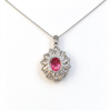 Atelier Gemstone 4.1 Carat Padpracha Oval Cut Halo Pendant Necklace in 925 Sterling Silver