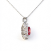 Atelier Gemstone 4.1 Carat Padpracha Oval Cut Halo Pendant Necklace in 925 Sterling Silver
