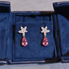Atelier Gemstone 4 Carat Pear Cut Lab Grown Padpracha Earrings in 925 Sterling Silver