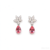 Atelier Gemstone 4 Carat Pear Cut Lab Grown Padpracha Earrings in 925 Sterling Silver