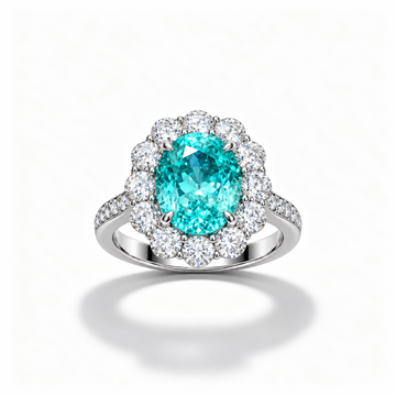 Atelier Gemstone 4.5 Carat Oval Cut Paraiba Ring in 925 Sterling Silver