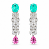 Atelier Gemstone 7.9 Carat Oval Cut Lab Grown Paraiba & 3.2 Carat Pear Cut Pink Sapphire Earrings in 925 Sterling Silver