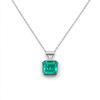 Atelier Gemstone 5.8 Carat Emerald Cut Lab Grown Paraiba Necklace in 925 Sterling Silver