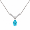Atelier Gemstone 3.5 Carat Pear Cut Lab Grown Paraiba Pendant Necklace in 925 Sterling Silver