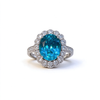 Atelier Gemstone 10.58 Carat Oval Cut Lab-Grown Paraiba Ring with 1.63 Carat Side Diamonds in 18K White Gold