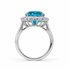 Atelier Gemstone 8.78 Carat Oval Cut Lab-Grown Paraiba Ring with 1.22 Carat Side Diamonds in 18K White Gold