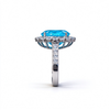 Atelier Gemstone 8.78 Carat Oval Cut Lab-Grown Paraiba Ring with 1.22 Carat Side Diamonds in 18K White Gold
