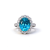 Atelier Gemstone 8.78 Carat Oval Cut Lab-Grown Paraiba Ring with 1.22 Carat Side Diamonds in 18K White Gold