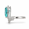 Atelier Gemstone 5.6 Carat Pear Cut Lab-Grown Paraiba Ring with 1.03 Carat Side Diamonds in 18K White Gold