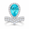 Atelier Gemstone 5.6 Carat Pear Cut Lab-Grown Paraiba Ring with 1.03 Carat Side Diamonds in 18K White Gold