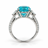 Atelier Gemstone 8 Carat Oval Cut Lab-Grown Paraiba Ring with 0.772 Carat Side Diamonds in 18K White Gold