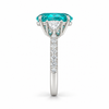 Atelier Gemstone 8 Carat Oval Cut Lab-Grown Paraiba Ring with 0.772 Carat Side Diamonds in 18K White Gold