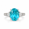 Atelier Gemstone 8 Carat Oval Cut Lab-Grown Paraiba Ring with 0.772 Carat Side Diamonds in 18K White Gold