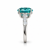 Atelier Gemstone 5.17 Carat Oval Cut Lab-Grown Paraiba Ring with 0.52 Carat Side Diamonds in Platinum