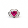 Atelier Gemstone 4.7 Carat Heart Cut Lab Grown Pink Sapphire Halo Ring in 925 Sterling Silver