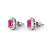 Atelier Gemstone 6.66 Carat Asscher Cut Lab Grown Pink Sapphire Earrings in 925 Sterling Silver