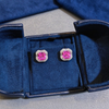 Atelier Gemstone 6.66 Carat Asscher Cut Lab Grown Pink Sapphire Earrings in 925 Sterling Silver