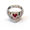 Atelier Gemstone 4.7 Carat Heart Cut Lab Grown Pink Sapphire Halo Ring in 925 Sterling Silver