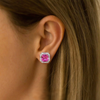 Atelier Gemstone 6.66 Carat Asscher Cut Lab Grown Pink Sapphire Earrings in 925 Sterling Silver