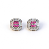 Atelier Gemstone 6.66 Carat Asscher Cut Lab Grown Pink Sapphire Earrings in 925 Sterling Silver