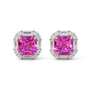 Atelier Gemstone 6.66 Carat Asscher Cut Lab Grown Pink Sapphire Earrings in 925 Sterling Silver