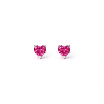 Atelier Gemstone 0.6 Carat Heart Cut Lab Grown Pink Sapphire Earrings in 925 Sterling Silver