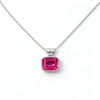 Atelier Gemstone 4 Carat Emerald Cut Lab Grown Pink Sapphire Necklace in 925 Sterling Silver