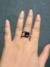Atelier Gemstone 6.2 Carat Oval Cabochon Lab Grown Purple Sapphire Halo Adjustable Ring in 925 Sterling Silver
