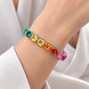 Atelier Gemstone 31.4 Carat Oval Cut Lab Grown Rainbow Multi Gemstone Tennis Bracelet in 925 Sterling Silver