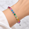 Atelier Gemstone 12.6 Carat Princess Cut Lab Grown Rainbow Multi Gemstone Tennis Bracelet in 925 Sterling Silver