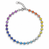 Atelier Gemstone 4.17 Carat Round Cut Lab Grown Rainbow Multi Gemstone Tennis Bracelet in 925 Sterling Silver