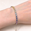Atelier Gemstone 4.17 Carat Round Cut Lab Grown Rainbow Multi Gemstone Tennis Bracelet in 925 Sterling Silver