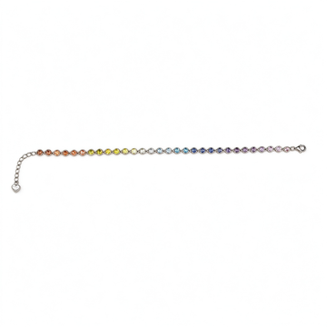 Atelier Gemstone 4.17 Carat Round Cut Lab Grown Rainbow Multi Gemstone Tennis Bracelet in 925 Sterling Silver