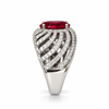 Atelier Gemstone 4.3 Carat Oval Cut Lab Grown Ruby Statement Halo Ring in 925 Sterling Silver