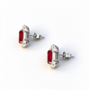 Atelier Gemstone 5.8 Carat Emerald Cut Lab Grown Ruby Earrings in 925 Sterling Silver