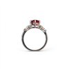 Atelier Gemstone 2.5 Carat Oval Cut Lab Grown Ruby Side Accent Ring in 925 Sterling Silver