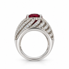Atelier Gemstone 4.3 Carat Oval Cut Lab Grown Ruby Statement Halo Ring in 925 Sterling Silver