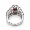 Atelier Gemstone 4.3 Carat Oval Cut Lab Grown Ruby Statement Halo Ring in 925 Sterling Silver