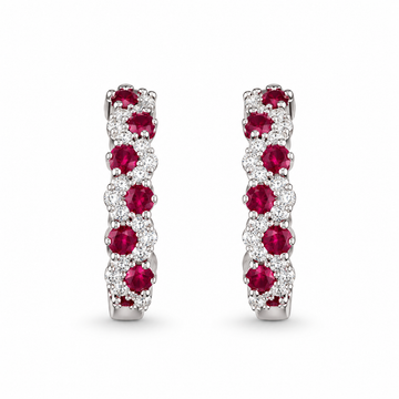 Atelier Gemstone 1 Carat Round Cut Lab Grown Ruby Earrings in 925 Sterling Silver