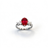 Atelier Gemstone 2.5 Carat Oval Cut Lab Grown Ruby Side Accent Ring in 925 Sterling Silver