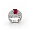 Atelier Gemstone 2.68 Carat Cushion Cut Lab Grown Ruby Halo Ring in 925 Sterling Silver