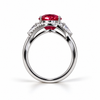 Atelier Gemstone 5.32 Carat Oval Cut Lab-Grown Ruby Ring with 0.75 Carat Side Diamonds in 9K White Gold