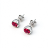 Atelier Gemstone 2.06 Carat Round Cut Lab Grown Ruby Earrings in 925 Sterling Silver