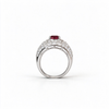Atelier Gemstone 2.68 Carat Cushion Cut Lab Grown Ruby Halo Ring in 925 Sterling Silver