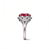 Atelier Gemstone 5.32 Carat Oval Cut Lab-Grown Ruby Ring with 0.75 Carat Side Diamonds in 9K White Gold