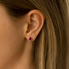 Atelier Gemstone 2.06 Carat Round Cut Lab Grown Ruby Earrings in 925 Sterling Silver