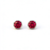 Atelier Gemstone 2.06 Carat Round Cut Lab Grown Ruby Earrings in 925 Sterling Silver